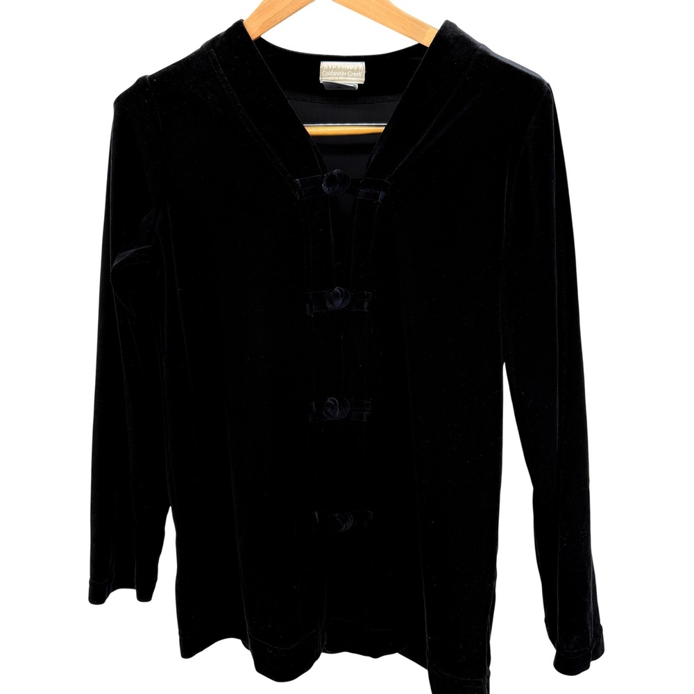 Beautiful Coldwater Creek Jacket Black Velvet Jacket Toggle Closures Small‎